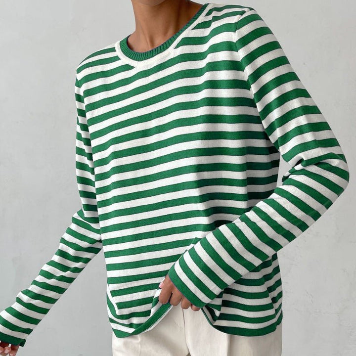 Vivian Prescott Chic Striped Long - Sleeve Shirt - Intofa