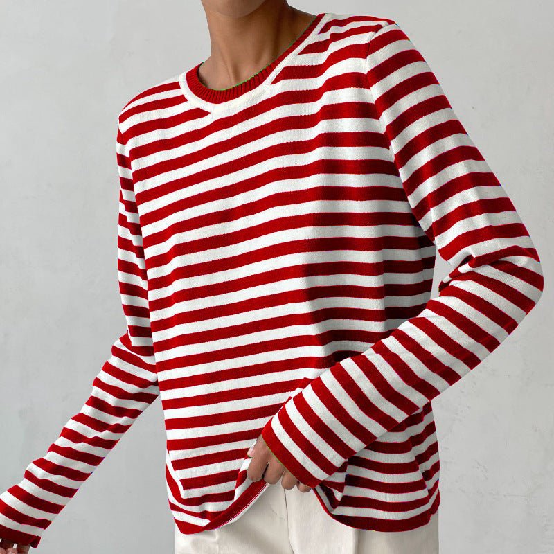 Vivian Prescott Chic Striped Long - Sleeve Shirt - Intofa