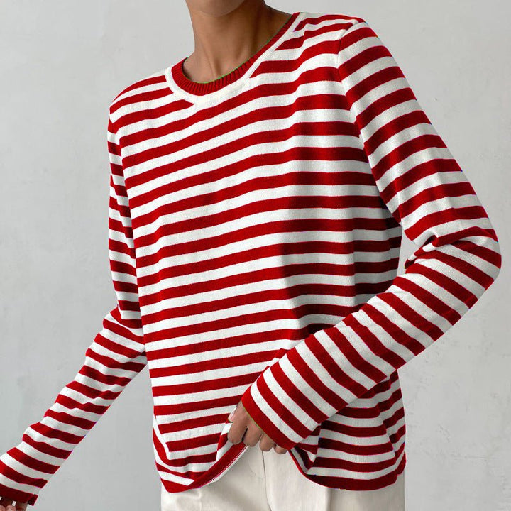 Vivian Prescott Chic Striped Long - Sleeve Shirt - Intofa