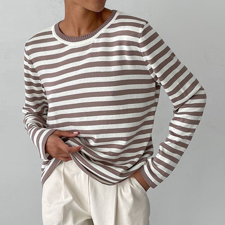Vivian Prescott Chic Striped Long - Sleeve Shirt - Intofa