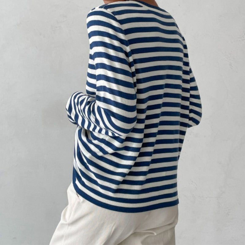 Vivian Prescott Chic Striped Long - Sleeve Shirt - Intofa