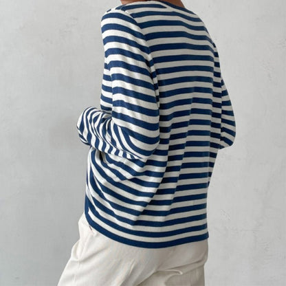 Vivian Prescott Chic Striped Long - Sleeve Shirt - Intofa