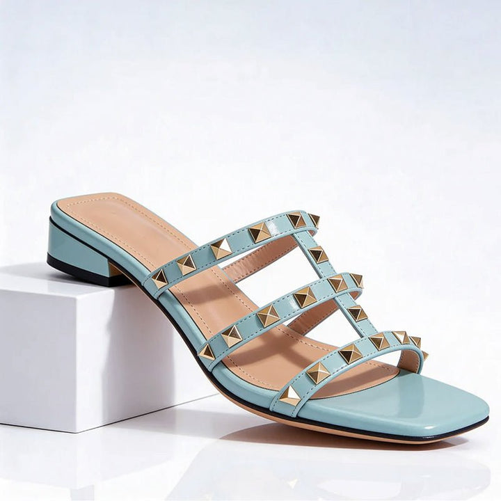 Vivian Prescott Studded Block Heel Sandals - Intofa