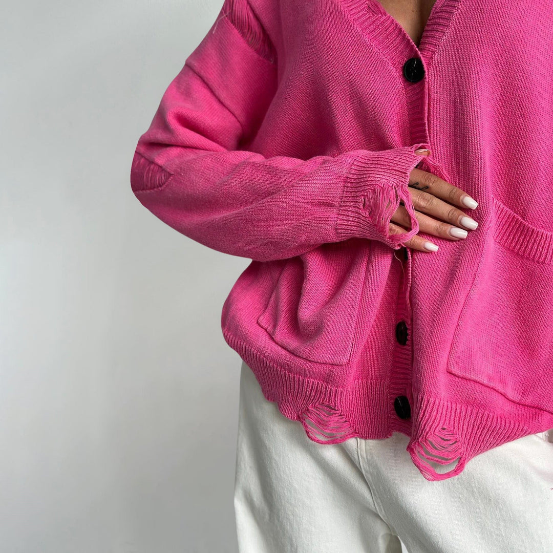 Vivian Prescott Vintage Distressed Cardigan - INTOFA