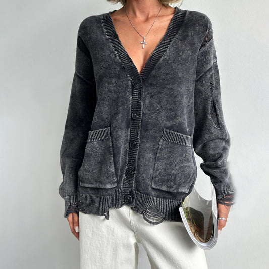 Vivian Prescott Vintage Distressed Cardigan - INTOFA