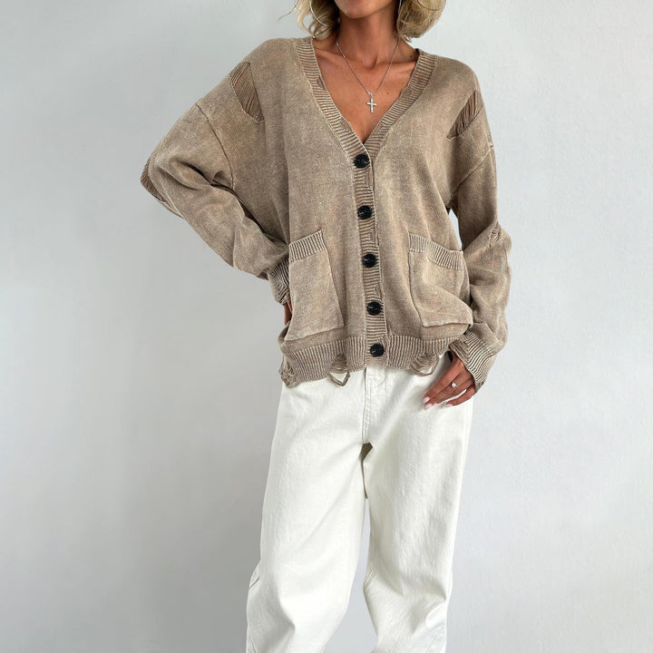 Vivian Prescott Vintage Distressed Cardigan - INTOFA