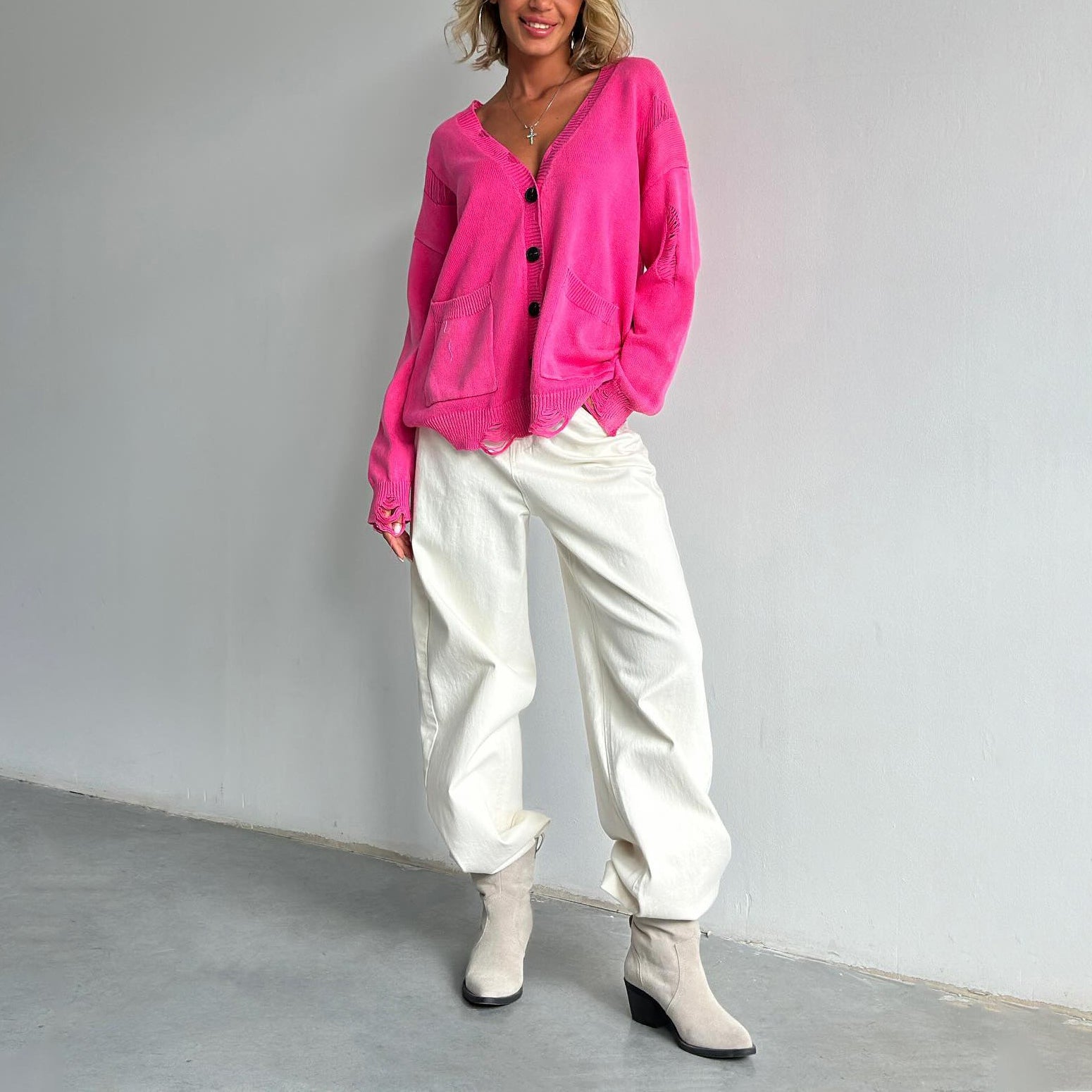 Vivian Prescott Vintage Distressed Cardigan - INTOFA